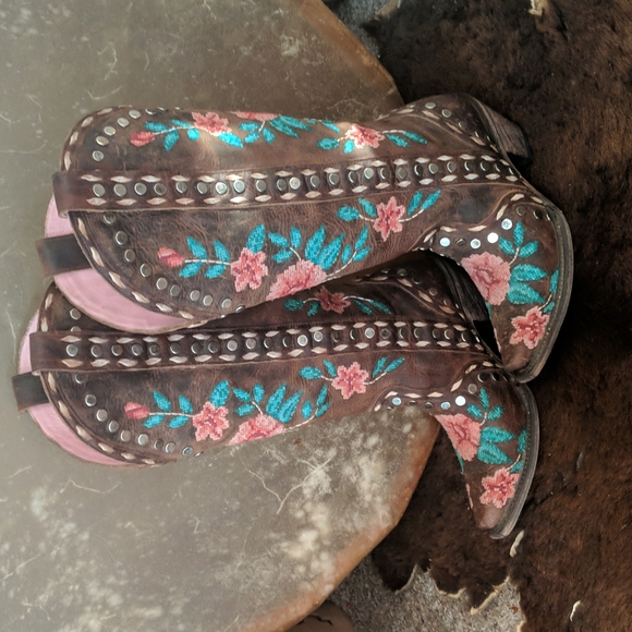 Lane Boots Shoes - Junk Gypsy by Lane Wild Stitch tall floral embroidered boho cowgirl boots sz 5